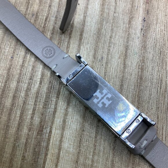 Tory Burch Silver Tone Light Gray Wrap Leather Fitbit Flex Bracelet - Picture 5 of 6